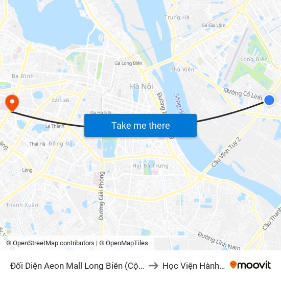 Đối Diện Aeon Mall Long Biên (Cột Điện T4a/2a-B Đường Cổ Linh) to Học Viện Hành Chính Quốc Gia map