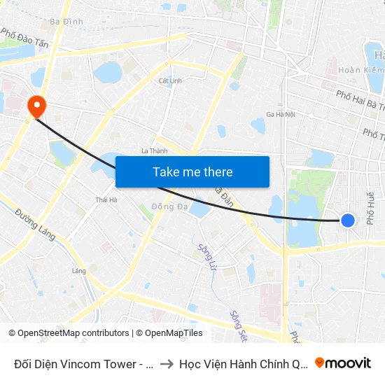 Đối Diện Vincom Tower - Bà Triệu to Học Viện Hành Chính Quốc Gia map