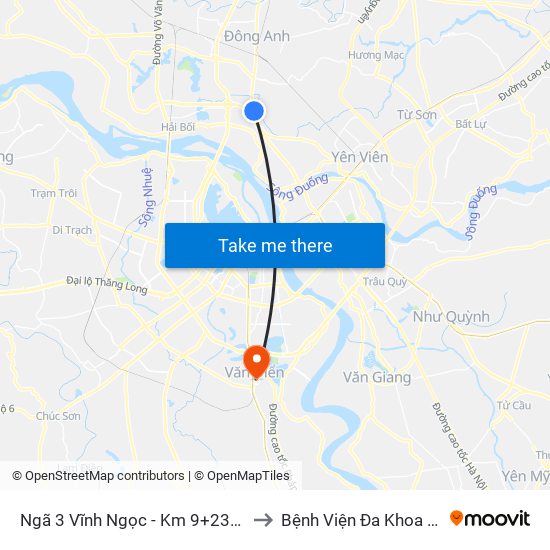 Ngã 3 Vĩnh Ngọc - Km 9+230 Quốc Lộ 3 to Bệnh Viện Đa Khoa Thanh Trì map