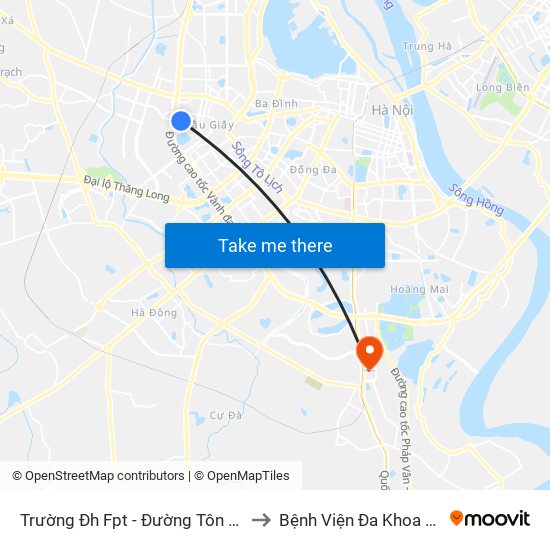 Trường Đh Fpt - Đường Tôn Thất Thuyết to Bệnh Viện Đa Khoa Thanh Trì map