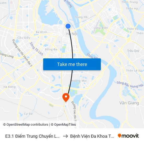 E3.1 Điểm Trung Chuyển Long Biên to Bệnh Viện Đa Khoa Thanh Trì map