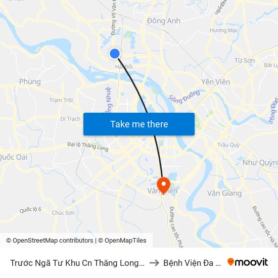Trước Ngã Tư Khu Cn Thăng Long 100m (Chiều Nội Bài - Hà Nội) to Bệnh Viện Đa Khoa Thanh Trì map