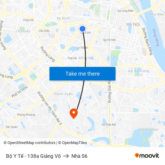 Bộ Y Tế - 138a Giảng Võ to Nhà S6 map