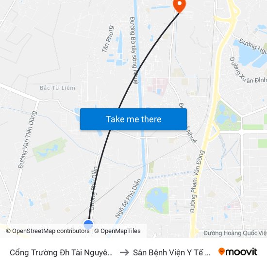 Cổng Trường Đh Tài Nguyên Môi Trường to Sân Bệnh Viện Y Tế Công Cộng map