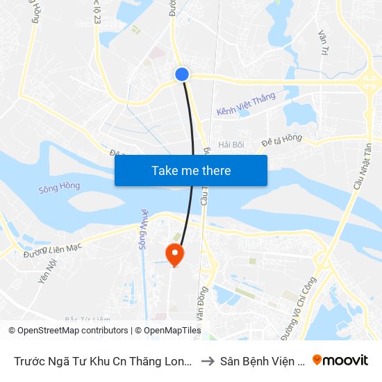 Trước Ngã Tư Khu Cn Thăng Long 100m (Chiều Nội Bài - Hà Nội) to Sân Bệnh Viện Y Tế Công Cộng map