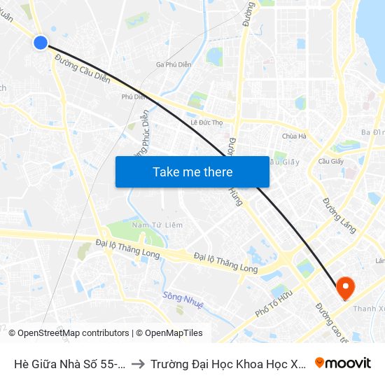 Hè Giữa Nhà Số 55-57 Phố Nhổn to Trường Đại Học Khoa Học Xã Hội Và Nhân Văn map