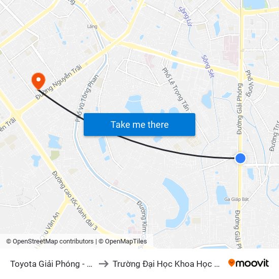 Toyota Giải Phóng - 807 Giải Phóng to Trường Đại Học Khoa Học Xã Hội Và Nhân Văn map