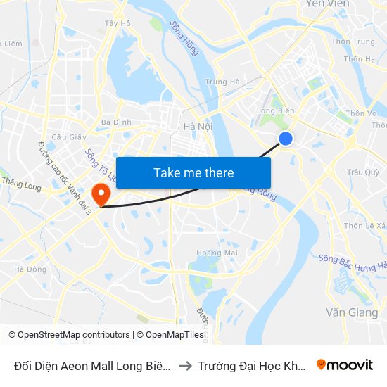 Đối Diện Aeon Mall Long Biên (Cột Điện T4a/2a-B Đường Cổ Linh) to Trường Đại Học Khoa Học Xã Hội Và Nhân Văn map