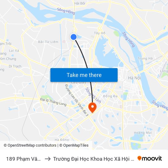 189 Phạm Văn Đồng to Trường Đại Học Khoa Học Xã Hội Và Nhân Văn map