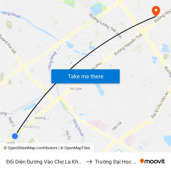 Đối Diện Đường Vào Chợ La Khê (Qua Ga Metro La Khê) - 405 Quang Trung (Hà Đông) to Trường Đại Học Khoa Học Xã Hội Và Nhân Văn map