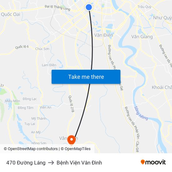 470 Đường Láng to Bệnh Viện Vân Đình map