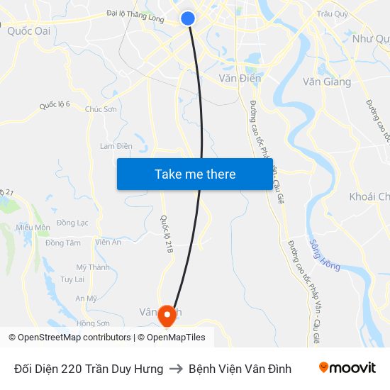 Đối Diện 220 Trần Duy Hưng to Bệnh Viện Vân Đình map