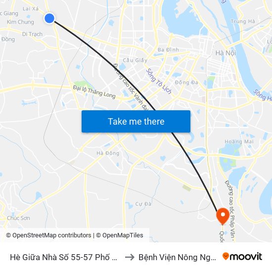 Hè Giữa Nhà Số 55-57 Phố Nhổn to Bệnh Viện Nông Nghiệp map