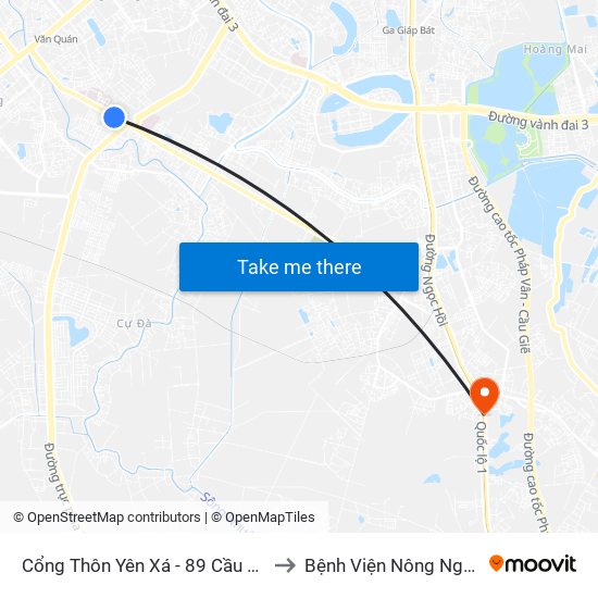 Cổng Thôn Yên Xá - 89 Cầu Bươu to Bệnh Viện Nông Nghiệp map