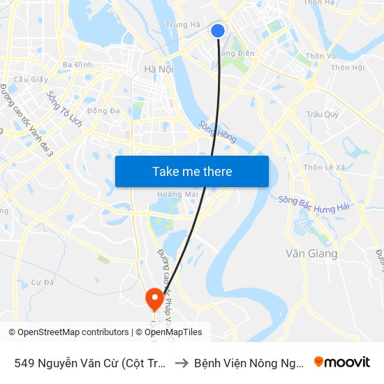 549 Nguyễn Văn Cừ (Cột Trước) to Bệnh Viện Nông Nghiệp map