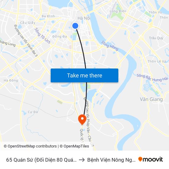 65 Quán Sứ (Đối Diện 80 Quán Sứ) to Bệnh Viện Nông Nghiệp map