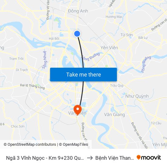 Ngã 3 Vĩnh Ngọc - Km 9+230 Quốc Lộ 3 to Bệnh Viện Thanh Trì map