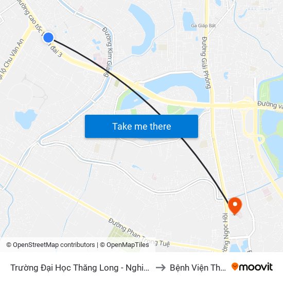 Trường Đại Học Thăng Long - Nghiêm Xuân Yêm to Bệnh Viện Thanh Trì map