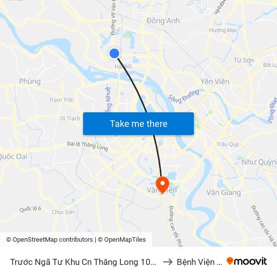Trước Ngã Tư Khu Cn Thăng Long 100m (Chiều Nội Bài - Hà Nội) to Bệnh Viện Thanh Trì map