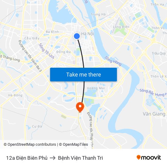 12a Điện Biên Phủ to Bệnh Viện Thanh Trì map