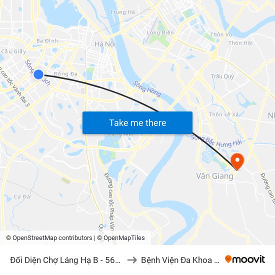 Đối Diện Chợ Láng Hạ B - 564 Đường Láng to Bệnh Viện Đa Khoa Văn Giang map