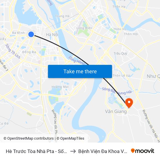 Hè Trước Tòa Nhà Pta - Số 1 Kim Mã to Bệnh Viện Đa Khoa Văn Giang map