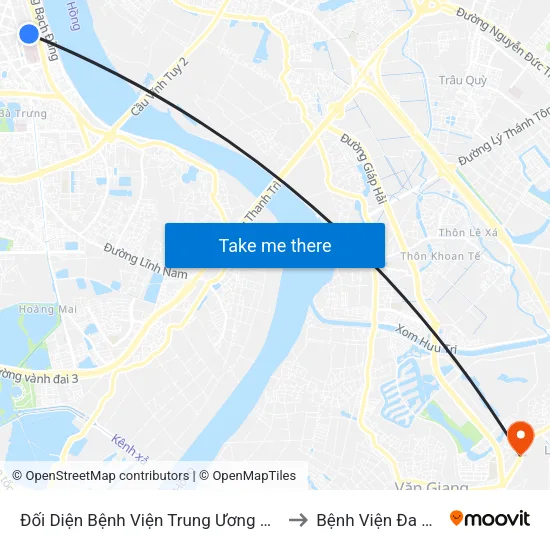 Đối Diện Bệnh Viện Trung Ương Quân Đội 108 - Trần Hưng Đạo to Bệnh Viện Đa Khoa Văn Giang map