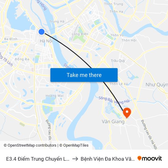 E3.4 Điểm Trung Chuyển Long Biên to Bệnh Viện Đa Khoa Văn Giang map