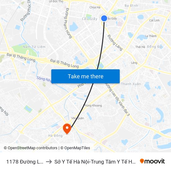 1178 Đường Láng to Sở Y Tế Hà Nội-Trung Tâm Y Tế Hà Đông map