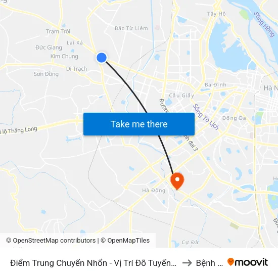 Điểm Trung Chuyển Nhổn - Vị Trí Đỗ Tuyến 20, 29, 32 (Chiều Sơn Tây - Hà Nội)- Đường 32 to Bệnh Viện 103 map