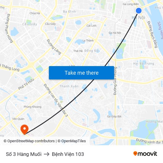 Số 3 Hàng Muối to Bệnh Viện 103 map