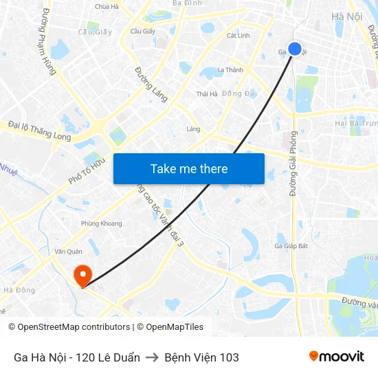 Ga Hà Nội - 120 Lê Duẩn to Bệnh Viện 103 map