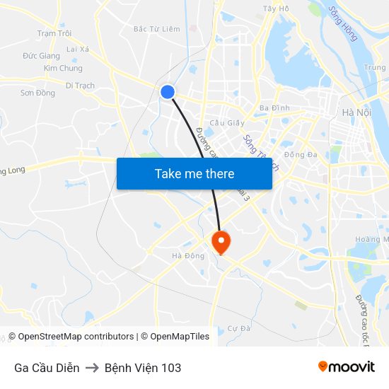 Ga Cầu Diễn to Bệnh Viện 103 map