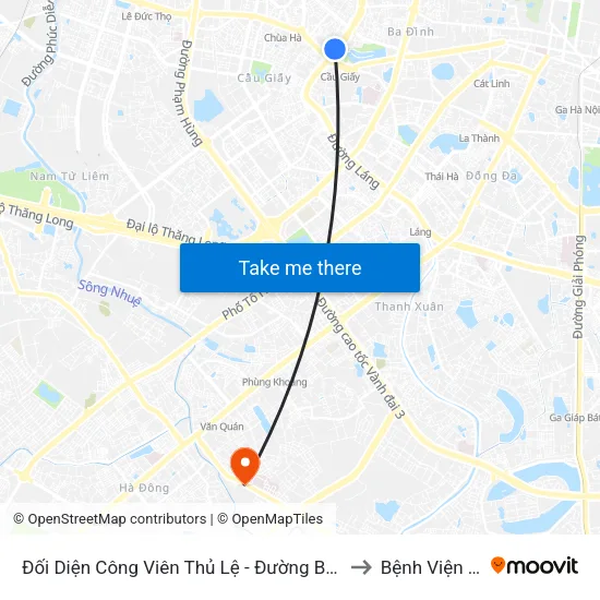Đối Diện Công Viên Thủ Lệ - Đường Bưởi Dưới to Bệnh Viện 103 map