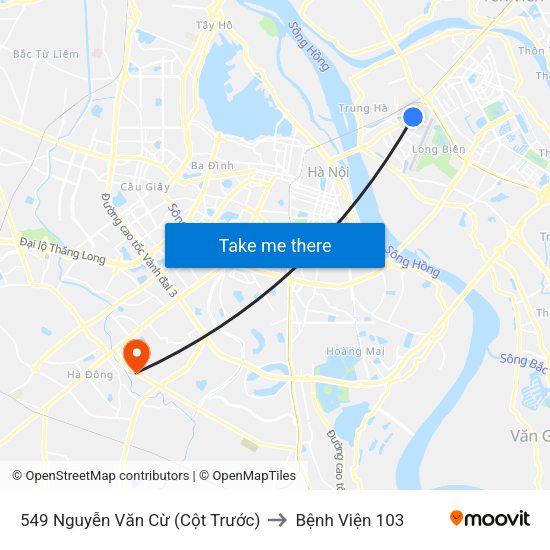 549 Nguyễn Văn Cừ (Cột Trước) to Bệnh Viện 103 map