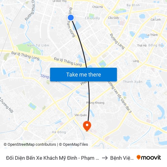 Đối Diện Bến Xe Khách Mỹ Đình - Phạm Hùng (Cột Trước) to Bệnh Viện 103 map