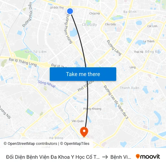 Đối Diện Bệnh Viện Đa Khoa Y Học Cổ Truyền - Phạm Hùng to Bệnh Viện 103 map