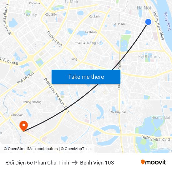 Đối Diện 6c Phan Chu Trinh to Bệnh Viện 103 map