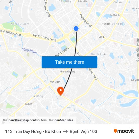 113 Trần Duy Hưng - Bộ Khcn to Bệnh Viện 103 map