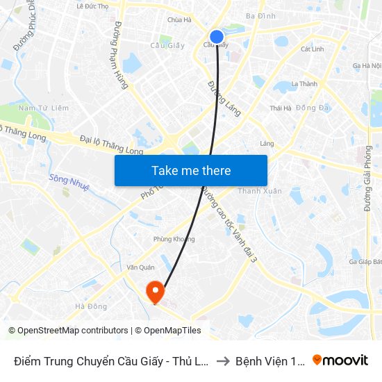 Điểm Trung Chuyển Cầu Giấy - Thủ Lệ 02 to Bệnh Viện 103 map