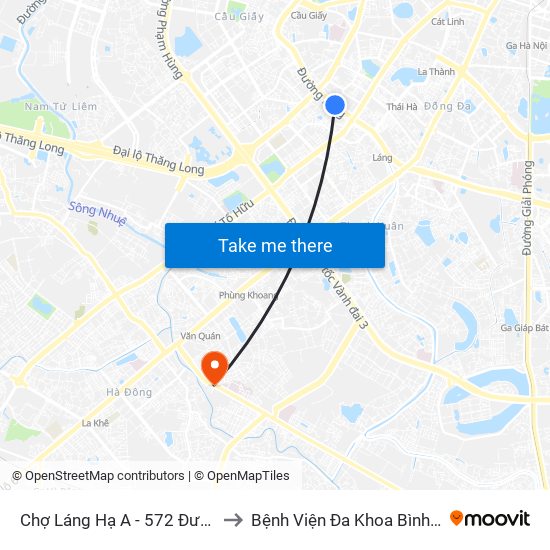 Chợ Láng Hạ A - 572 Đường Láng to Bệnh Viện Đa Khoa Bình Minh 36 map