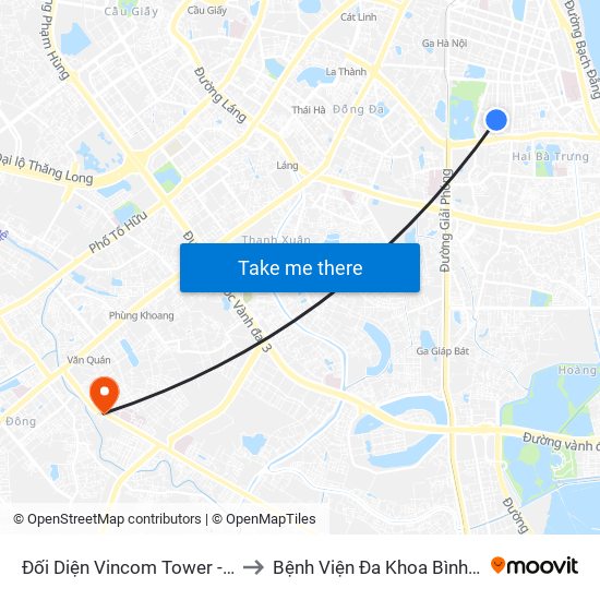 Đối Diện Vincom Tower - Bà Triệu to Bệnh Viện Đa Khoa Bình Minh 36 map