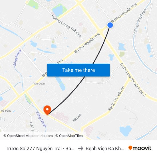 Trước Số 277 Nguyễn Trãi - Bách Hóa Giày Thượng Đình to Bệnh Viện Đa Khoa Bình Minh 36 map