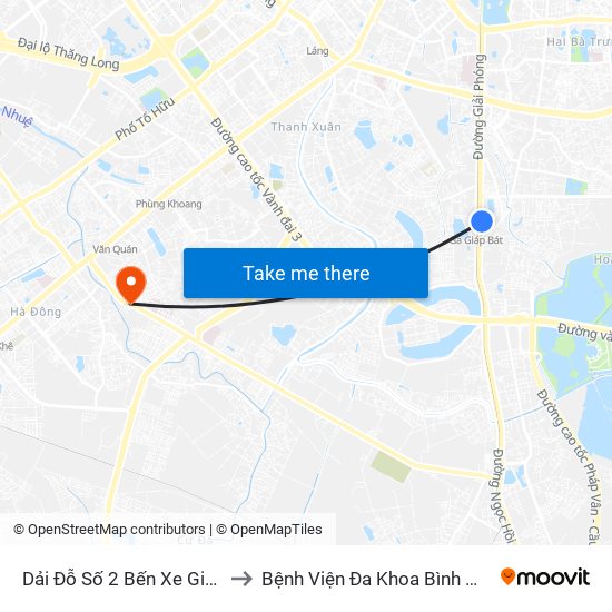 Dải Đỗ Số 2 Bến Xe Giáp Bát to Bệnh Viện Đa Khoa Bình Minh 36 map