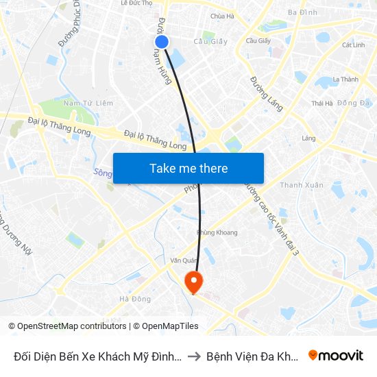 Đối Diện Bến Xe Khách Mỹ Đình - Phạm Hùng (Cột Trước) to Bệnh Viện Đa Khoa Bình Minh 36 map