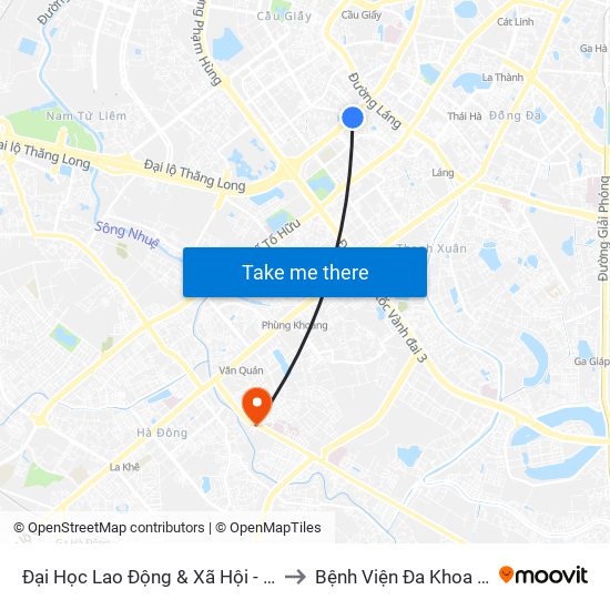 Đại Học Lao Động & Xã Hội - 43 Trần Duy Hưng to Bệnh Viện Đa Khoa Bình Minh 36 map