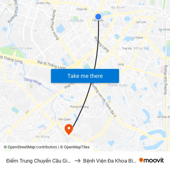 Điểm Trung Chuyển Cầu Giấy - Thủ Lệ 02 to Bệnh Viện Đa Khoa Bình Minh 36 map