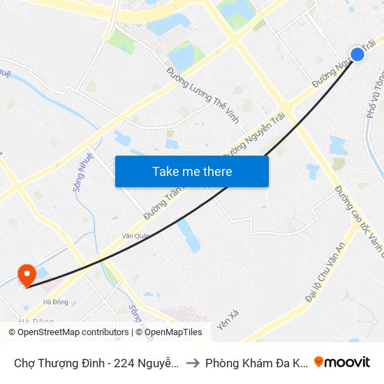 Chợ Thượng Đình - 224 Nguyễn Trãi to Phòng Khám Đa Khoa map