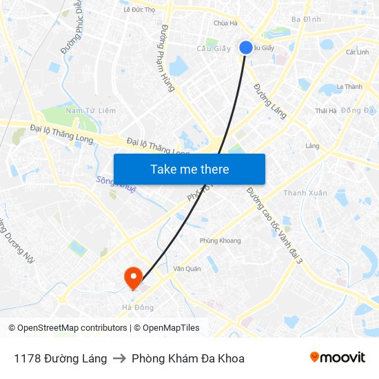 1178 Đường Láng to Phòng Khám Đa Khoa map