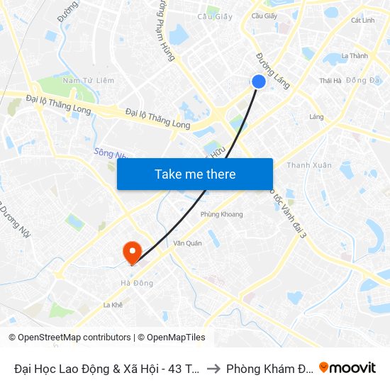 Đại Học Lao Động & Xã Hội - 43 Trần Duy Hưng to Phòng Khám Đa Khoa map